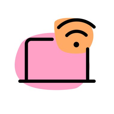 Laptop internete Wi-Fi ağıyla bağlanır.