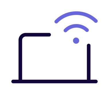 Laptop internete Wi-Fi ağıyla bağlanır.