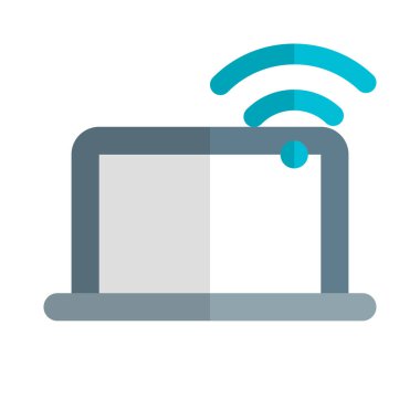 Laptop internete Wi-Fi ağıyla bağlanır.