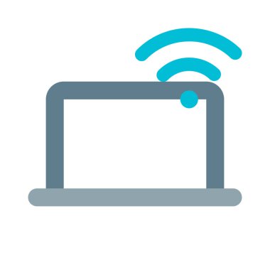 Laptop internete Wi-Fi ağıyla bağlanır.