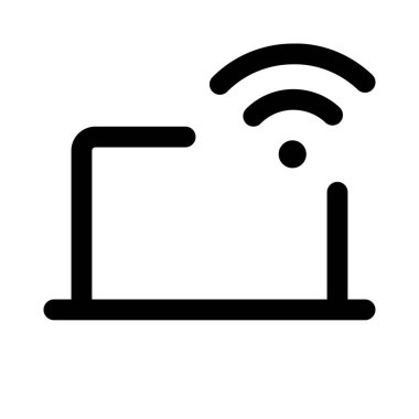 Laptop internete Wi-Fi ağıyla bağlanır.