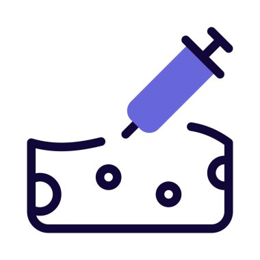 Beyaz arka planda izole edilmiş doğrudan cilde enjekte edilen iğne