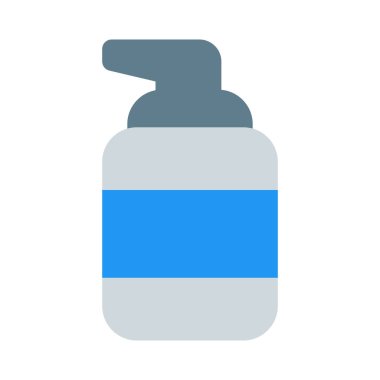 Ellerini yıkamak için sıvı sabun ve beyaz arka planda izole edilmiş yüz.