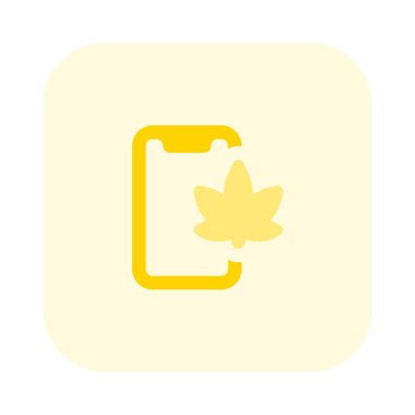 Beyaz arka planda izole edilmiş bir akıllı telefondan esrar araştırması