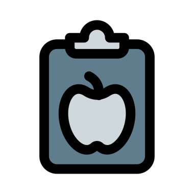 Panodaki besin bilgileri ve raporlar beyaz bir arkaplanda izole edildi