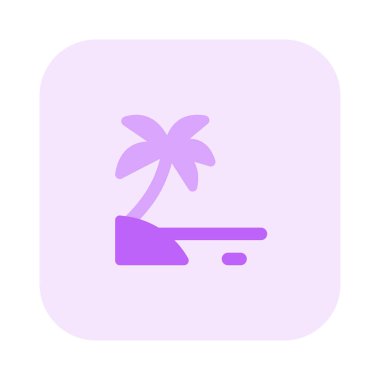 Palmiyesi olan tropik bir sahil, açık hava tatil planı..