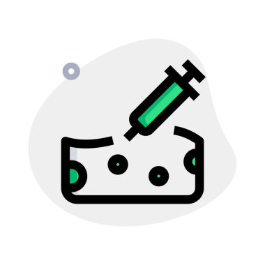 Beyaz arka planda izole edilmiş doğrudan cilde enjekte edilen iğne