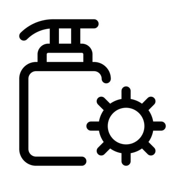 Beyaz arka planda izole edilmiş bir pompa şişesindeki güneş kremi losyonu.