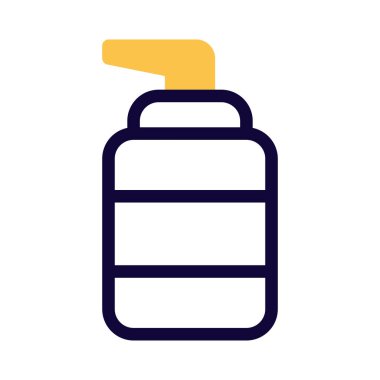 Ellerini yıkamak için sıvı sabun ve beyaz arka planda izole edilmiş yüz.