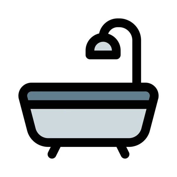 Badewanne Mit Dusche Isoliert Auf Weißem Hintergrund — Stockvektor