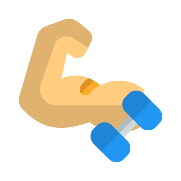 肌肉通过哑铃进行锻炼 — 图库矢量图片