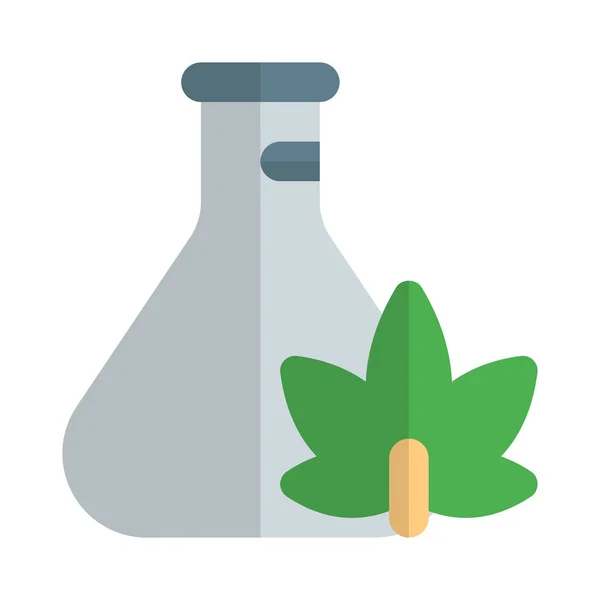 Flask Lab Grown Cannabis Marijuana Isolated White Background — Stock Vector