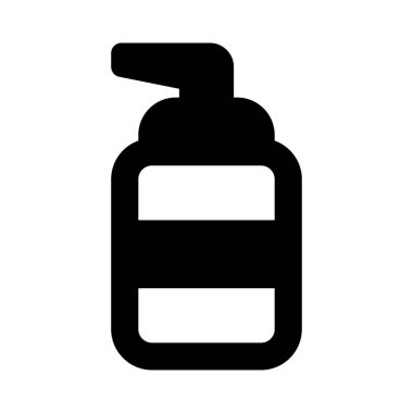 Ellerini yıkamak için sıvı sabun ve beyaz arka planda izole edilmiş yüz.