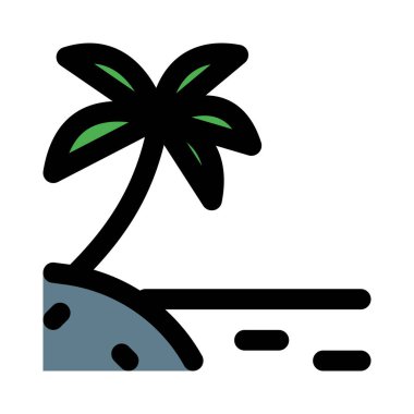Palmiyesi olan tropik bir sahil, açık hava tatil planı..