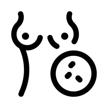 Kadının göğüs çevresindeki bakteriler beyaz bir arkaplanda izole edilmiş.