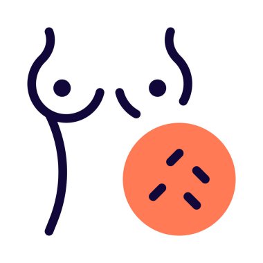 Kadının göğüs çevresindeki bakteriler beyaz bir arkaplanda izole edilmiş.