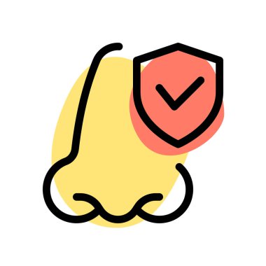 Beyaz arka planda izole edilmiş, havadan bulaşan hastalıklardan korunan burun.