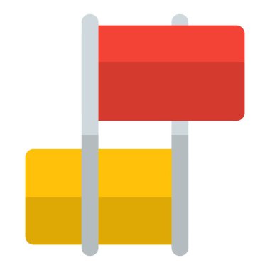 İstasyonda sinyaller için bayraklar kullanılır.