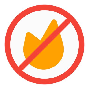 Açık alevlerin yasaklanmasını simgeleyen sembol.