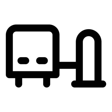 Şarj için çıkış noktasına bağlı otobüs.