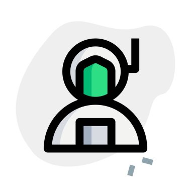 Bir astronot özel uzay kıyafeti giyer..