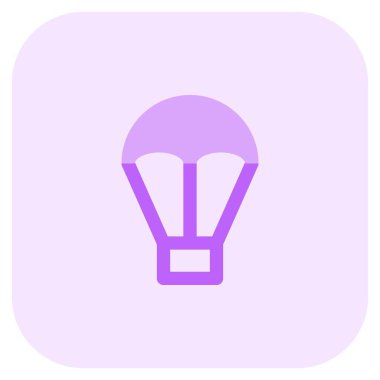 İniş için paraşüte bağlı sepet.