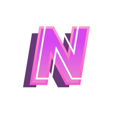 Canlı ve renkli büyük harf N.