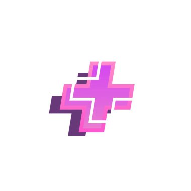 Neon artı sembol ve retro görünüm.