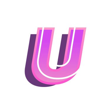 Büyük harf U in neon retro vibe.