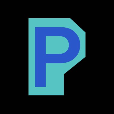 Büyük harf P 'nin tasarımcı kesme şablonu.