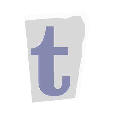 Küçük t harfi kesilmiş bir kağıtta dizayn edildi.