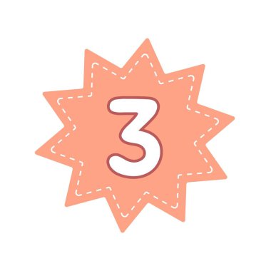 Üç numara için tasarlanmış şık bir rozet..