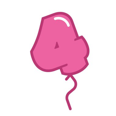 Dört numara için renkli balon tasarlandı.