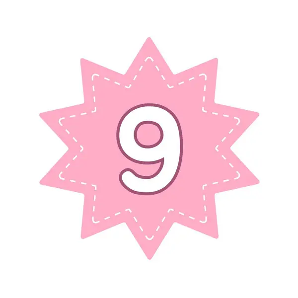 Elegantní Odznak Vyrobený Pro Číslo Devět — Stockový vektor