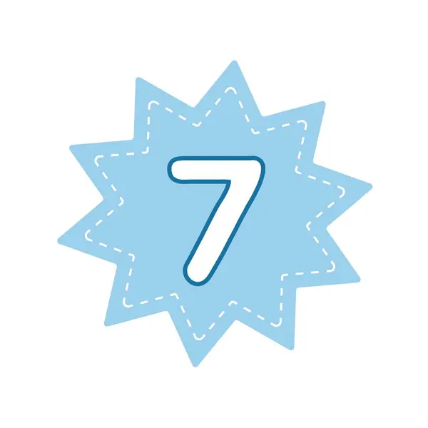 Colorful Badge Featuring Numeral Seven Vector Graphics