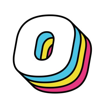 Klasik titreşimli çok renkli küçük harf O.