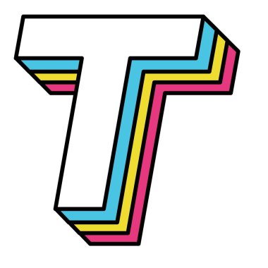 Geriye dönük dizayn edilmiş büyük harf T.