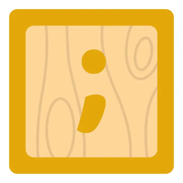 Semicolon Symbol Designed Wooden Cube — Stock Vector