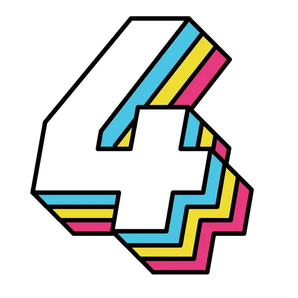 Number Four Designed Retro Rainbow Theme Stock Illustration