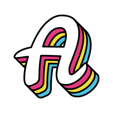 Büyük harf A 'da parlak gökkuşağı renkleri.