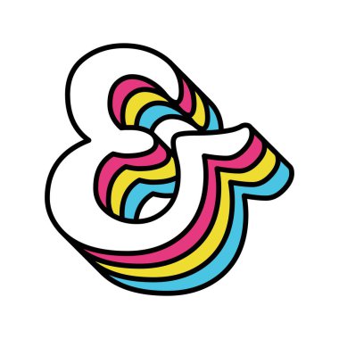 Farklı renklerde zarif tipografik amper.