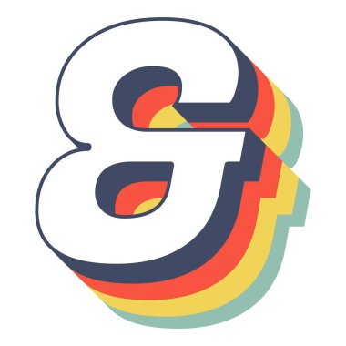 Geriye dönük gökkuşağı temalı nostaljik amperler ve semboller.