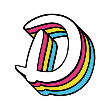 Renkli geçmişe dönük D harfi.