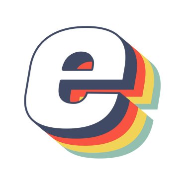 Çoklu renkli yazı tipinde küçük e harfi.