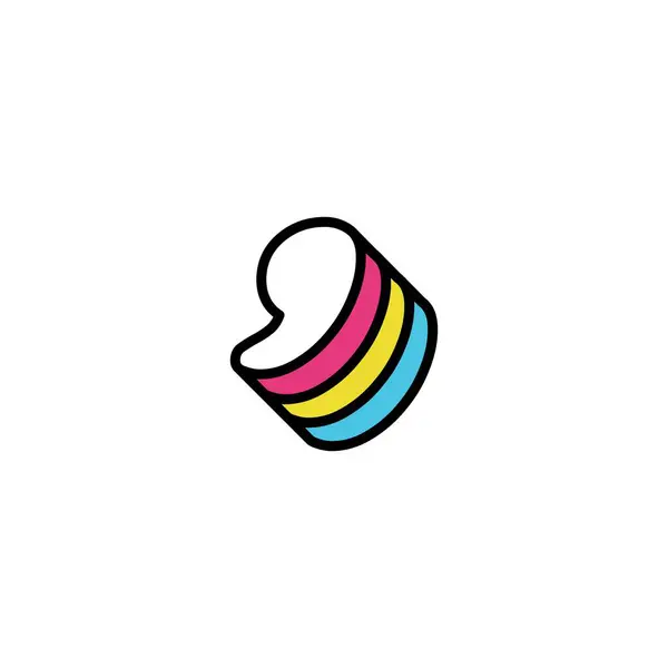 Comma Symbol Multicolored Retro Layout — Stock Vector