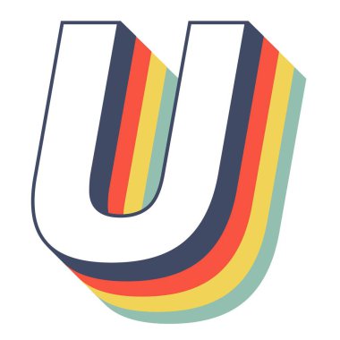 Büyük harf U ile retro titreşim.