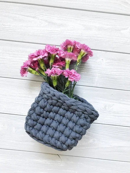 Basket Flowers Pink Carnation — Stock Photo, Image