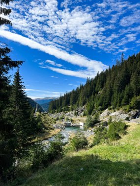 Yağmurlu ve bulutlu bir günde Transalpina 'nın güzel manzarası 