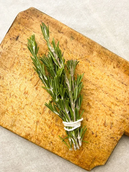 Bunches Fresh Rosemary Wooden Table — Stock Photo, Image