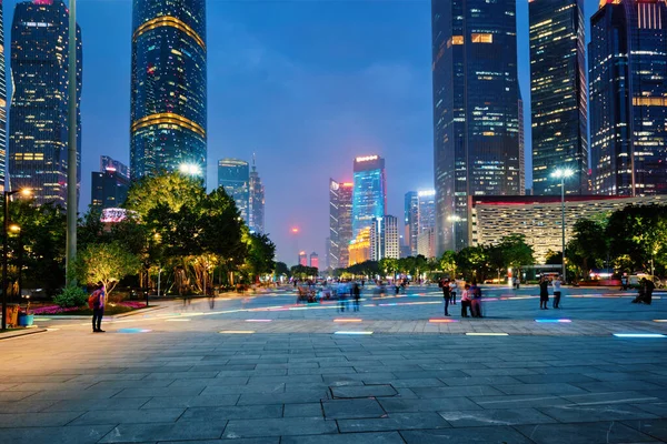 Гуанчжоу Городской Пейзаж Горизонта Площади Цветочный Город Освещены Вечером Гуанчжоу — стоковое фото